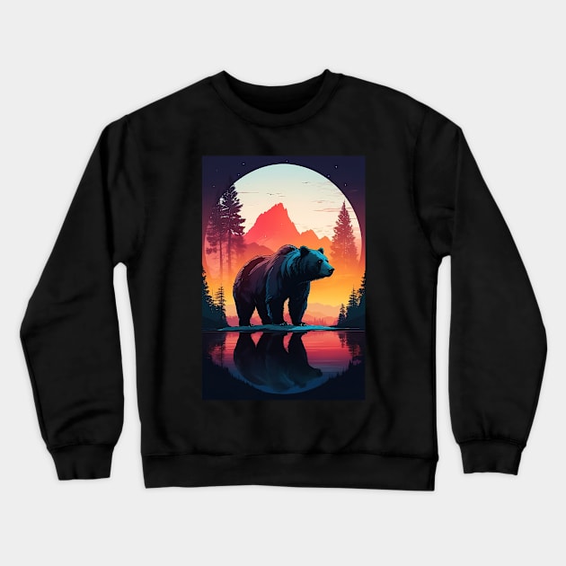 Bear Sunset Crewneck Sweatshirt by ginkelmier